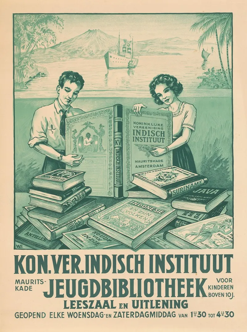 Affiche Voor De Jeugdbibliotheek Van De Koninklijke Vereniging Indisch Instituut Te Amsterdam