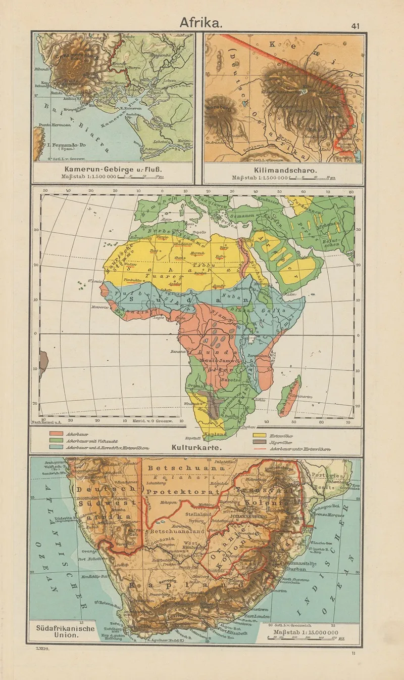 Afrika Kulturkarte by Carl Diercke - Canvas Print