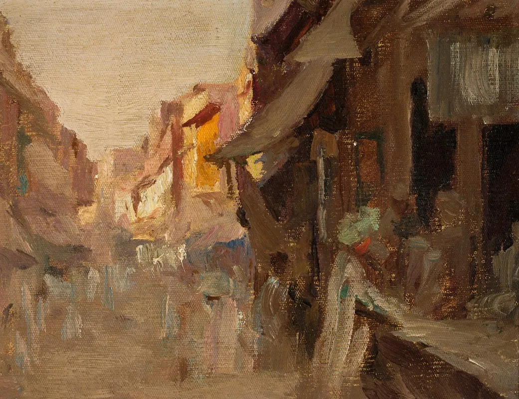 Agra Street Market In The Evening From The Journey To India