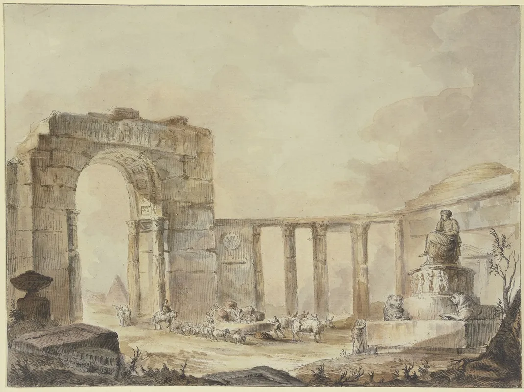 Agrippinas Grotto by Georges-François Blondel - Canvas Print