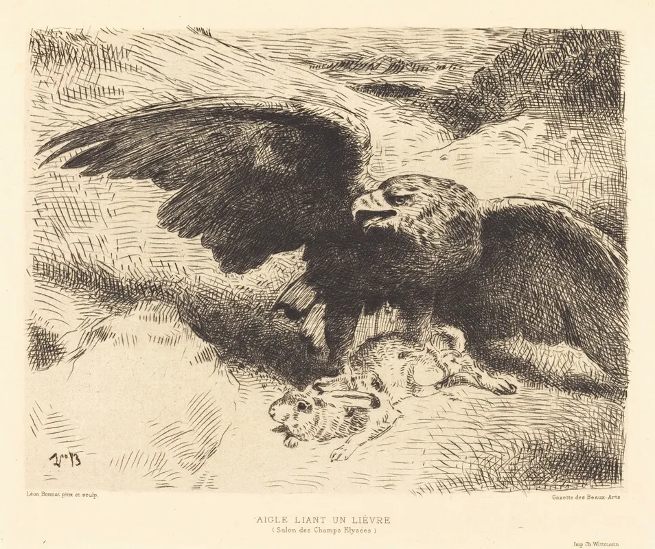 Aigle Liant Un Lievre An Eagle Pouncing On A Hare
