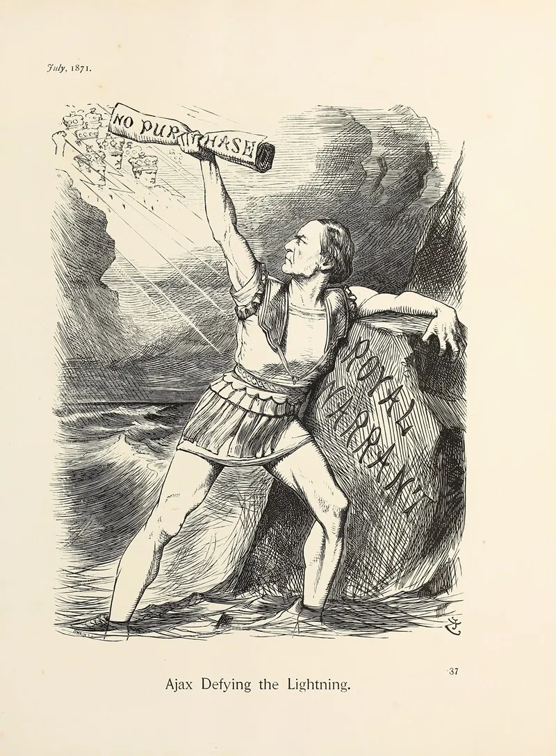 Ajax Defying The Lightning by Sir John Tenniel - Canvas Print