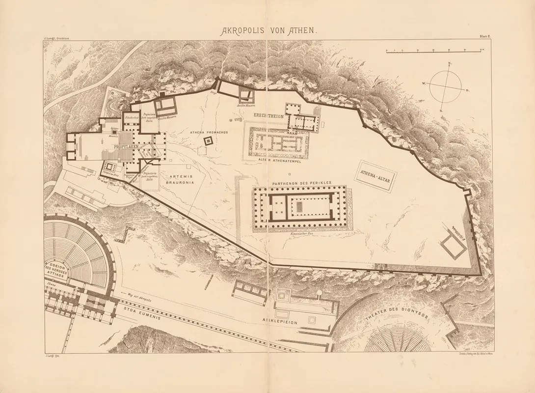 Akropolis Von Athen 3 by Josef Langl - Canvas Print