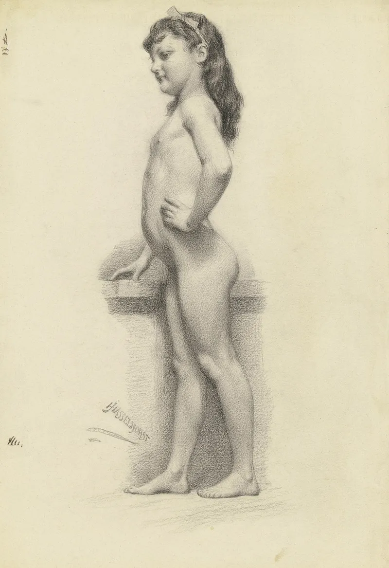 Akt Nach Einem Kleinen Madchen In Ganzer Figur Nach Links by Johann Heinrich Hasselhorst - Canvas Print