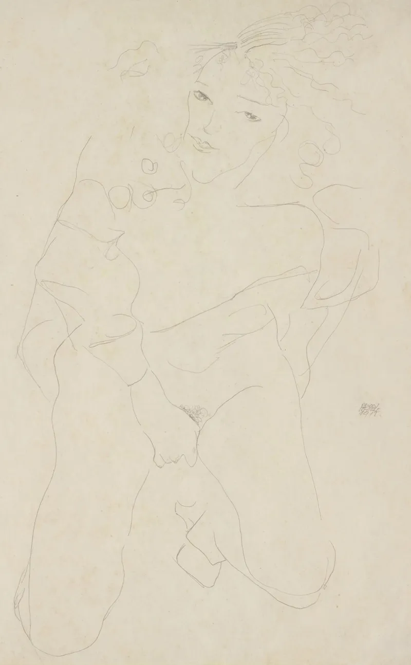 Akt Nude 2 by Egon Schiele - Canvas Print