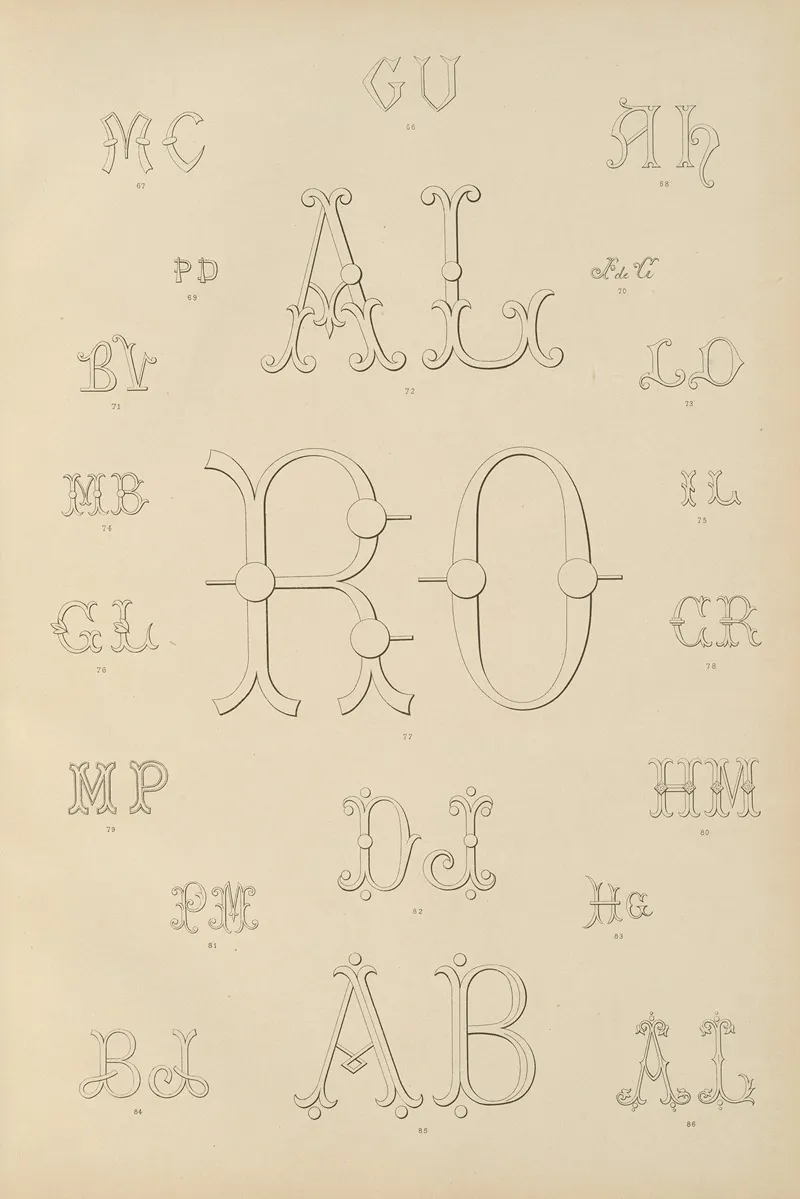 Album De Chiffres Monogrammes Couronnes De Noblesse Françaises Et Etrangeres Pl 005 by Ch Crouvezier - Canvas Print