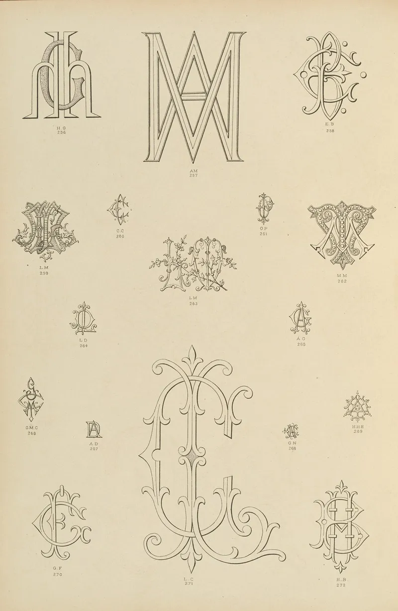 Album De Chiffres Monogrammes Couronnes De Noblesse Françaises Et Etrangeres Pl 020 by Ch Crouvezier - Canvas Print