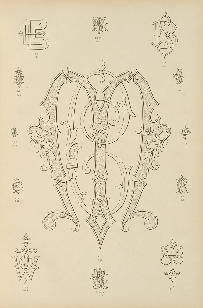 Album De Chiffres Monogrammes Couronnes De Noblesse Françaises Et Etrangeres Pl 023 by Ch Crouvezier - Canvas Print