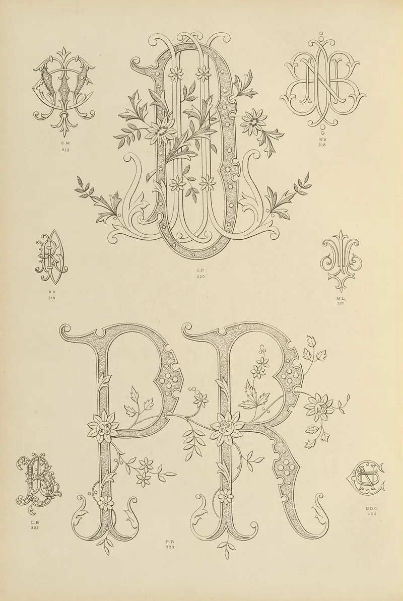 Album De Chiffres Monogrammes Couronnes De Noblesse Françaises Et Etrangeres Pl 024 by Ch Crouvezier - Canvas Print
