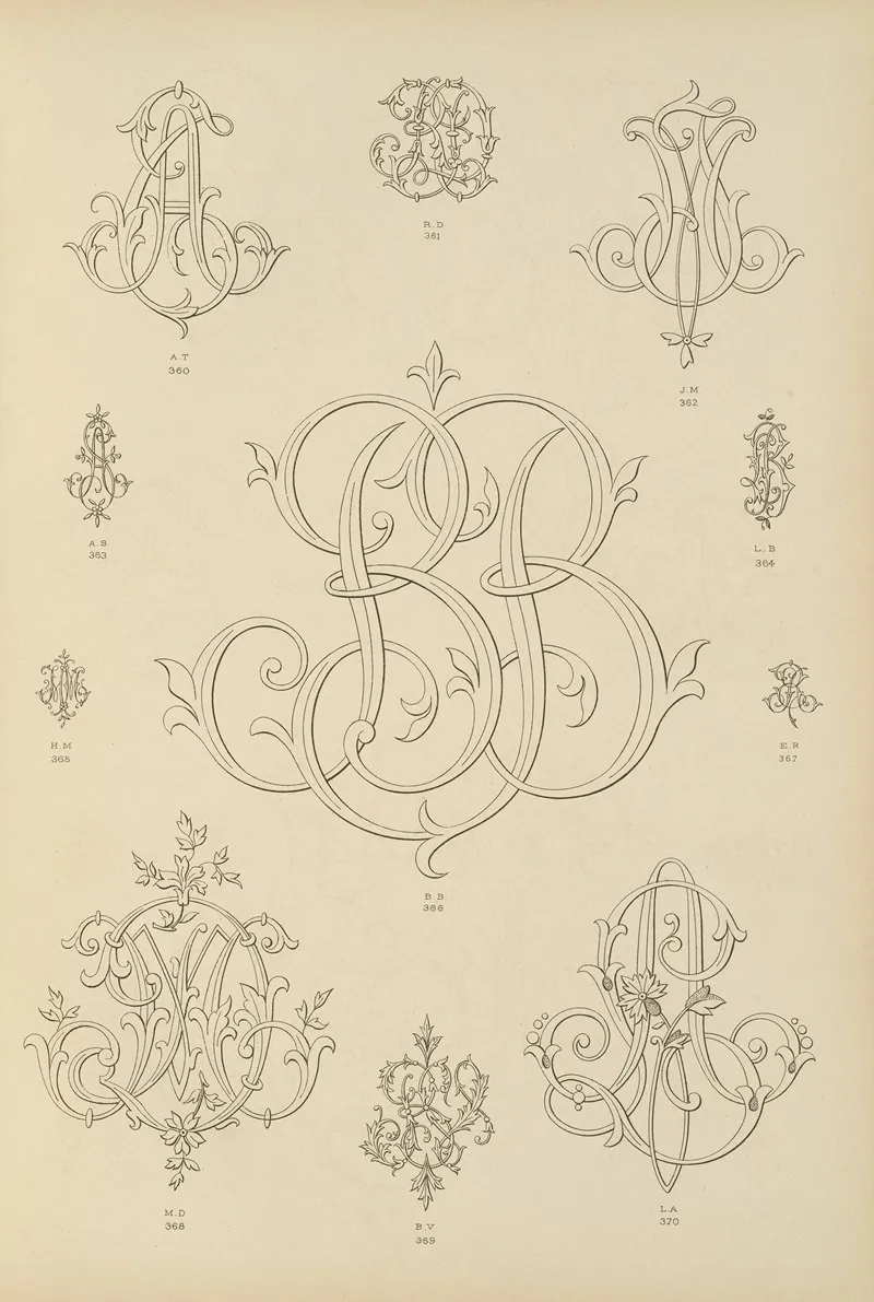 Album De Chiffres Monogrammes Couronnes De Noblesse Françaises Et Etrangeres Pl 029 by Ch Crouvezier - Canvas Print