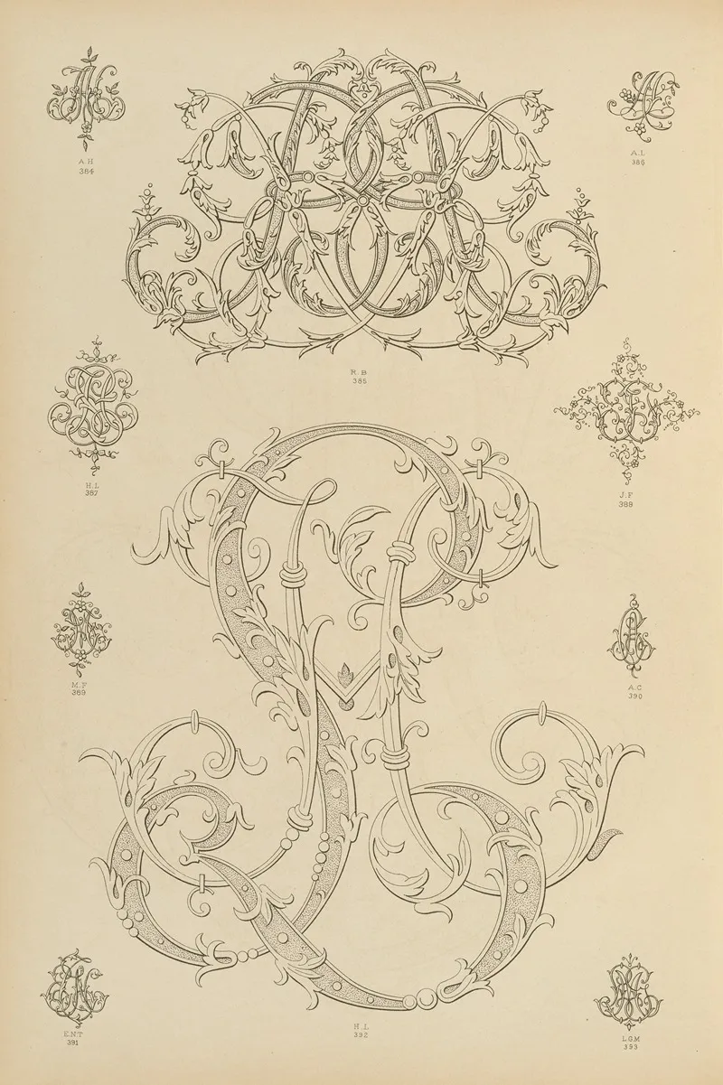 Album De Chiffres Monogrammes Couronnes De Noblesse Françaises Et Etrangeres Pl 032 by Ch Crouvezier - Canvas Print