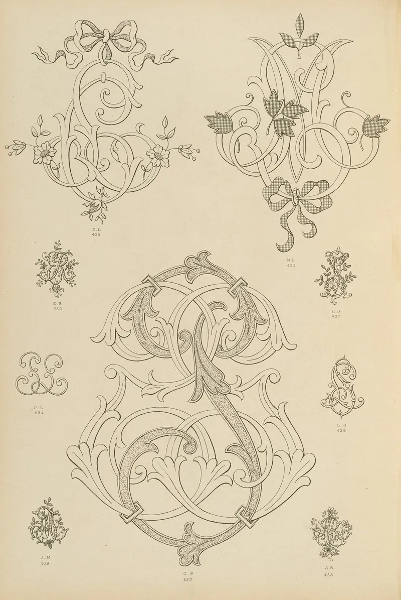 Album De Chiffres Monogrammes Couronnes De Noblesse Françaises Et Etrangeres Pl 038 by Ch Crouvezier - Canvas Print