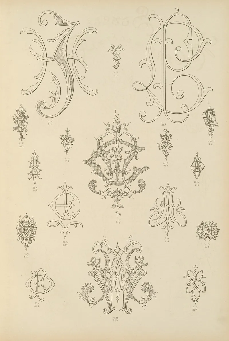 Album De Chiffres Monogrammes Couronnes De Noblesse Françaises Et Etrangeres Pl 049 by Ch Crouvezier - Canvas Print