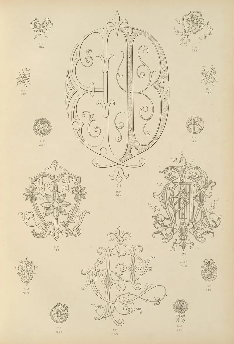 Album De Chiffres Monogrammes Couronnes De Noblesse Françaises Et Etrangeres Pl 059 by Ch Crouvezier - Canvas Print