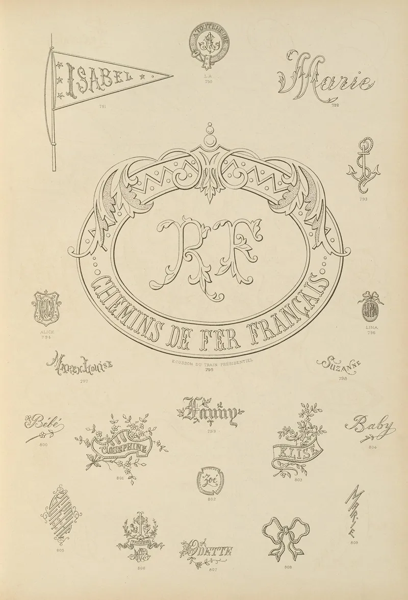 Album De Chiffres Monogrammes Couronnes De Noblesse Françaises Et Etrangeres Pl 075 by Ch Crouvezier - Canvas Print