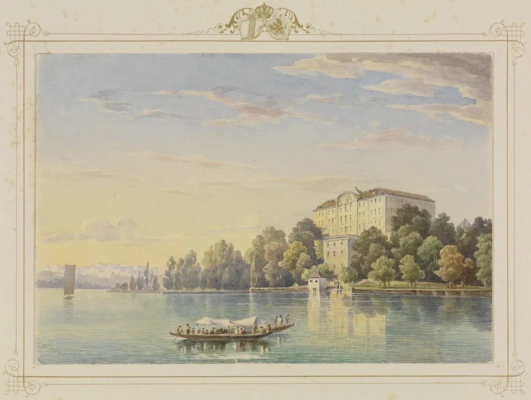 Album Der Insel Mainau Ansicht Des Schlosses Vom See Her by Carl Ludwig Frommel - Canvas Print
