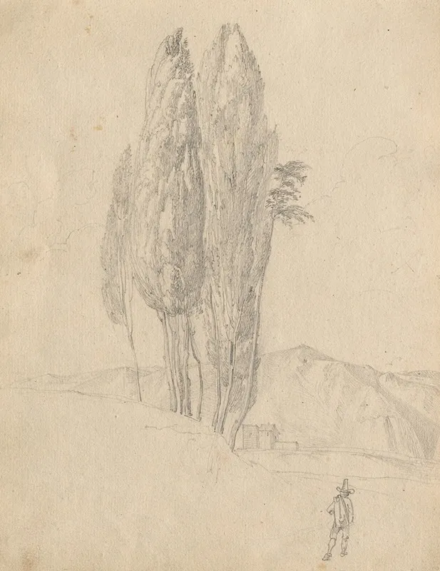 Album With Views Of Rome And Surroundings Landscape Studies Page 20a Trees by Franz Johann Heinrich Nadorp - Canvas Print