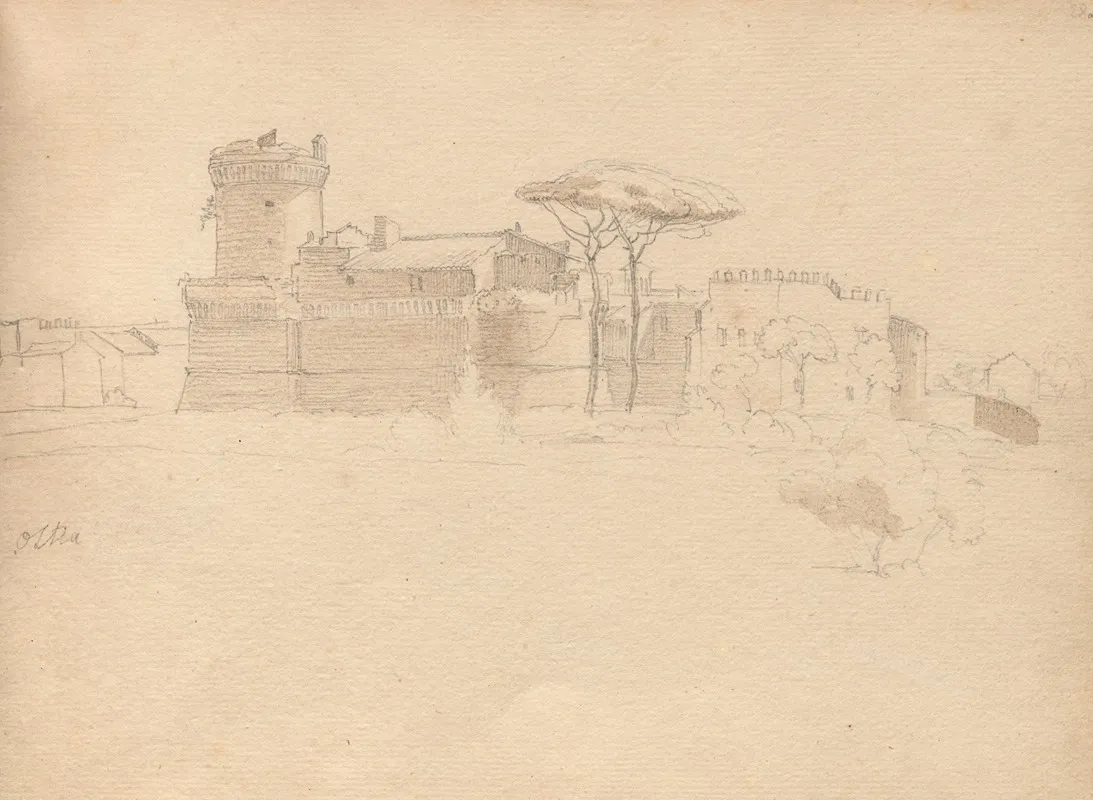 Album With Views Of Rome And Surroundings Landscape Studies Page 28a Ostia by Franz Johann Heinrich Nadorp - Canvas Print