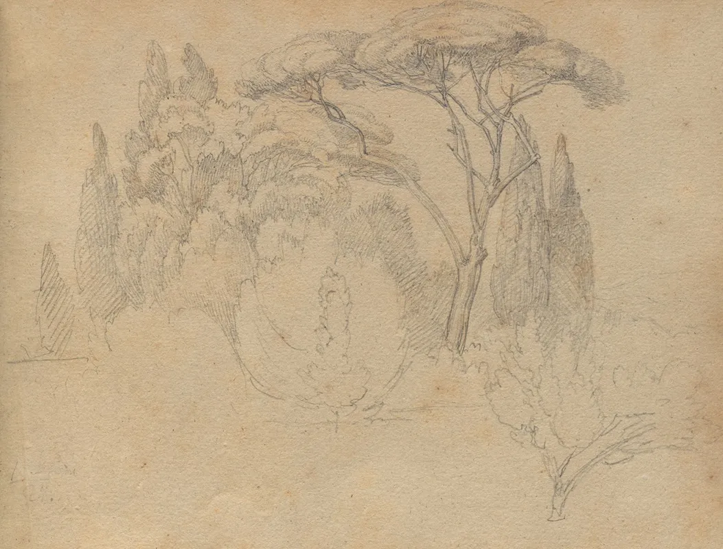 Album With Views Of Rome And Surroundings Landscape Studies Page 29a Landscape Study by Franz Johann Heinrich Nadorp - Canvas Print