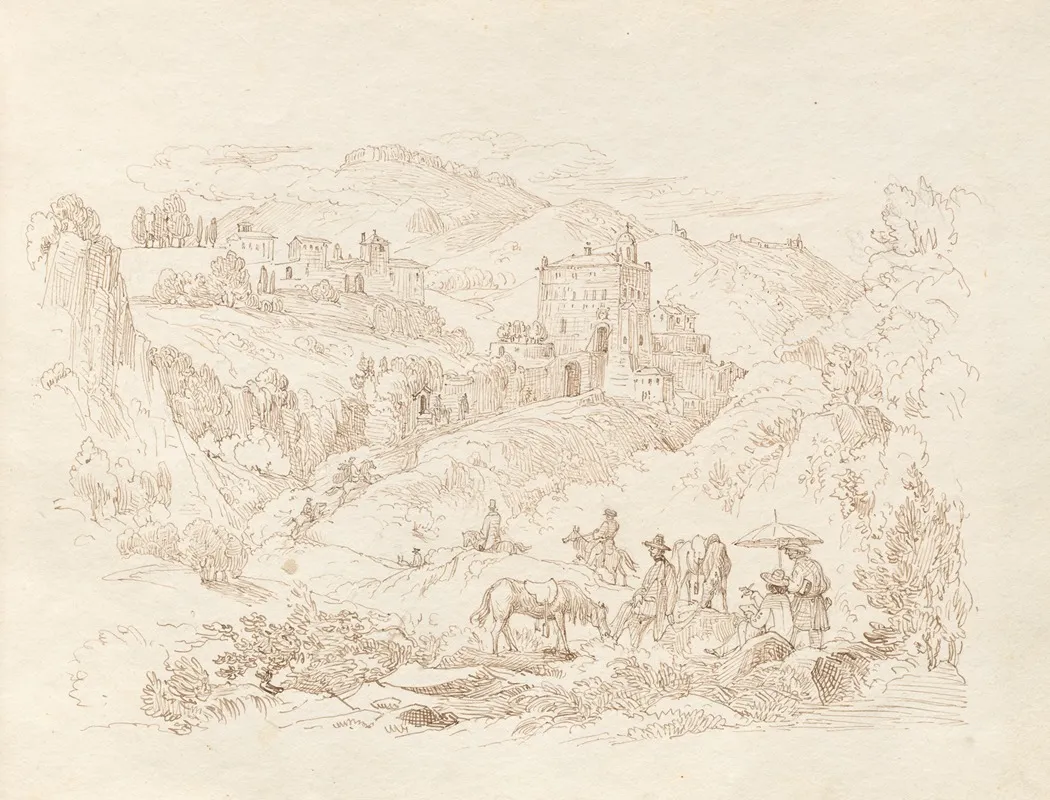 Album With Views Of Rome And Surroundings Landscape Studies Page 43a Roman Landscape by Franz Johann Heinrich Nadorp - Canvas Print