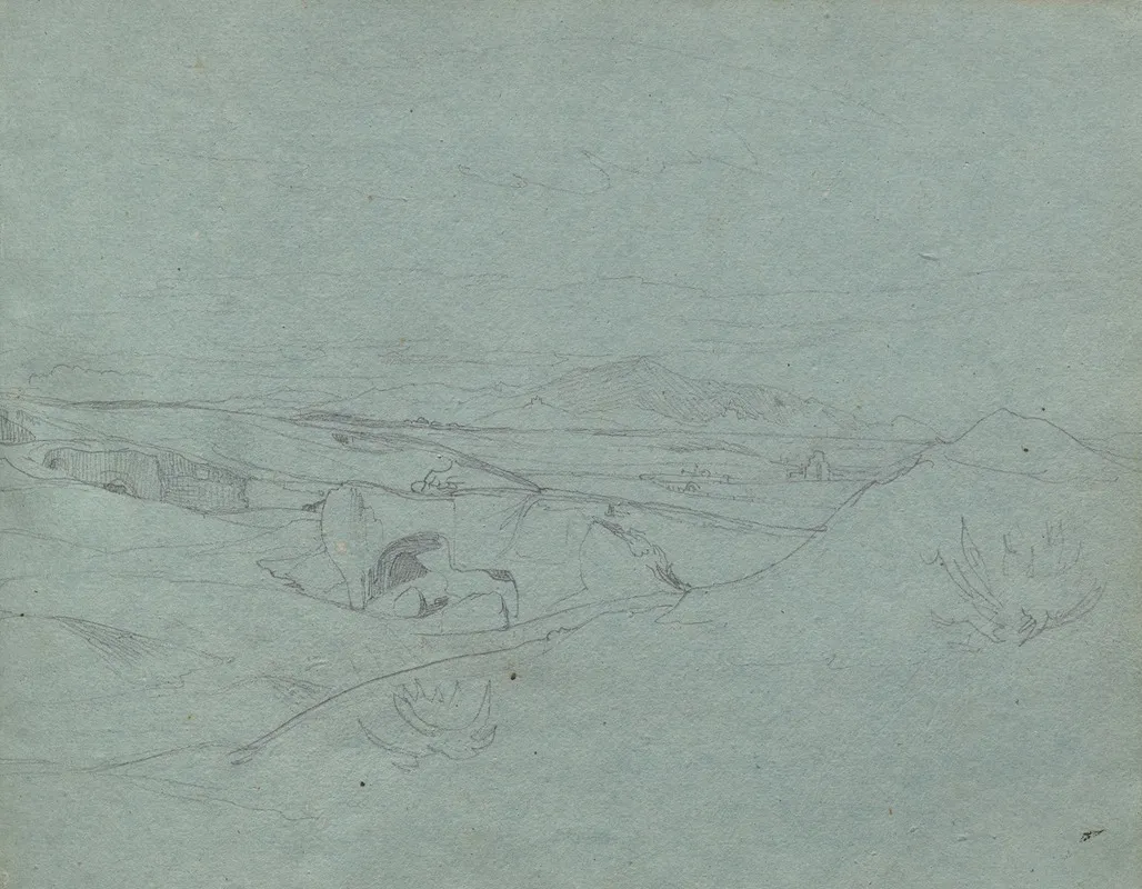 Album With Views Of Rome And Surroundings Landscape Studies Page 52a Roman Landscape by Franz Johann Heinrich Nadorp - Canvas Print