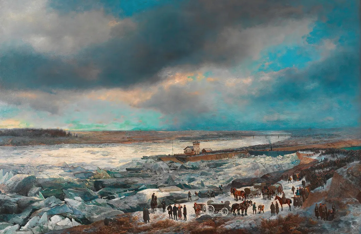 Alexander Bensa Artist Der Donaueisstos Im Janner 1880 Mit Dem Sperrschiff