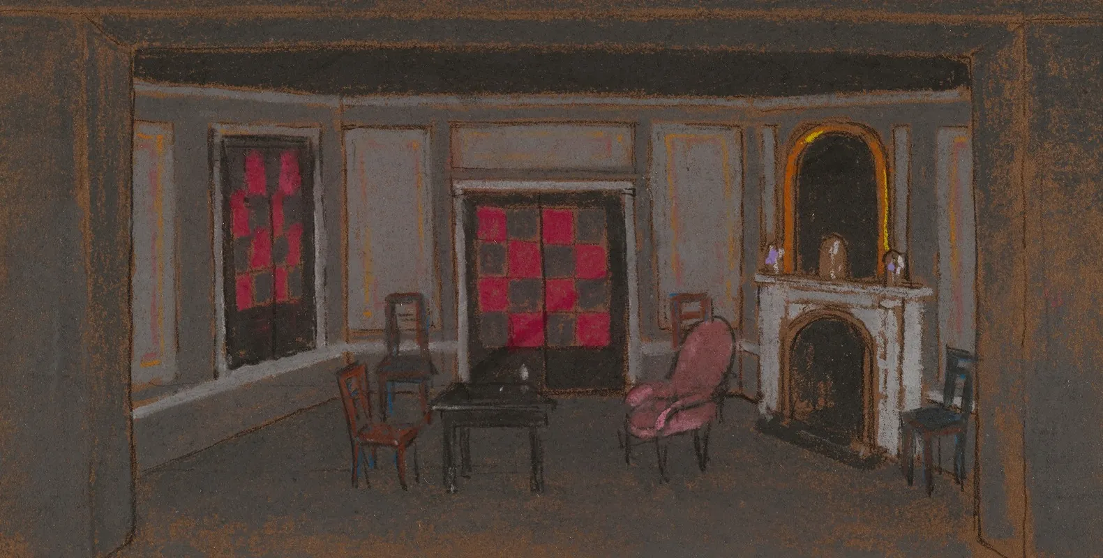 Alices Living Room   false Proscenium by William Penhallow Henderson - Canvas Print