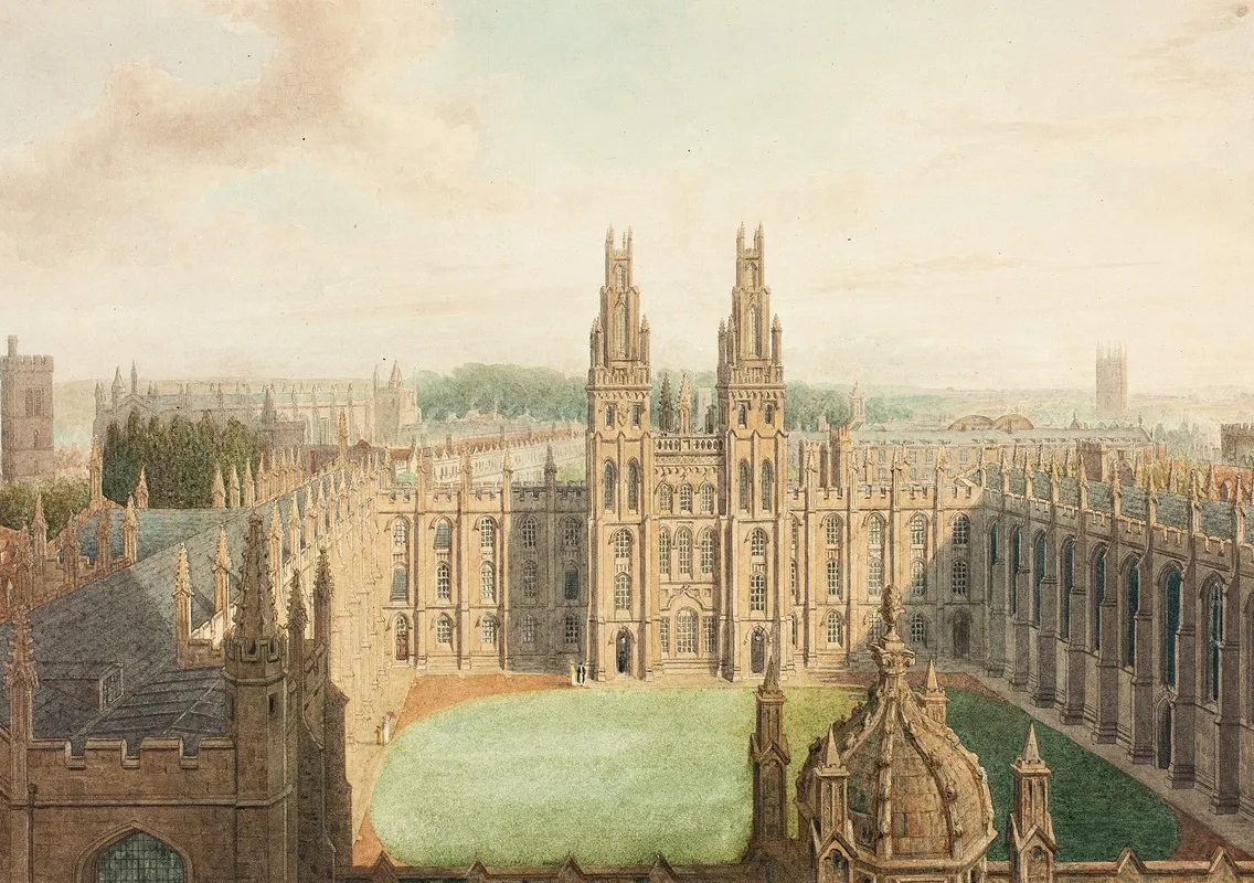 All Souls College From The Radcliffe Library by Augustus Charles Pugin - Canvas Print