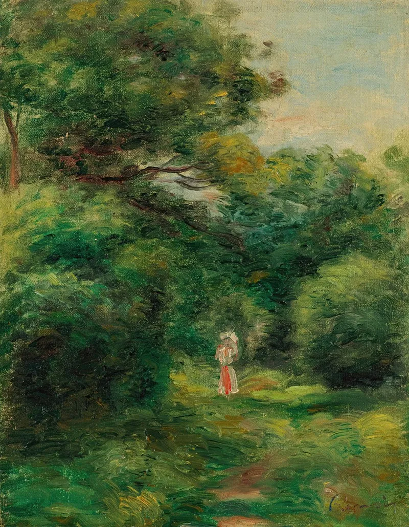 Allee Dans Un Bois Femme Avec Enfant Dans Les Bras