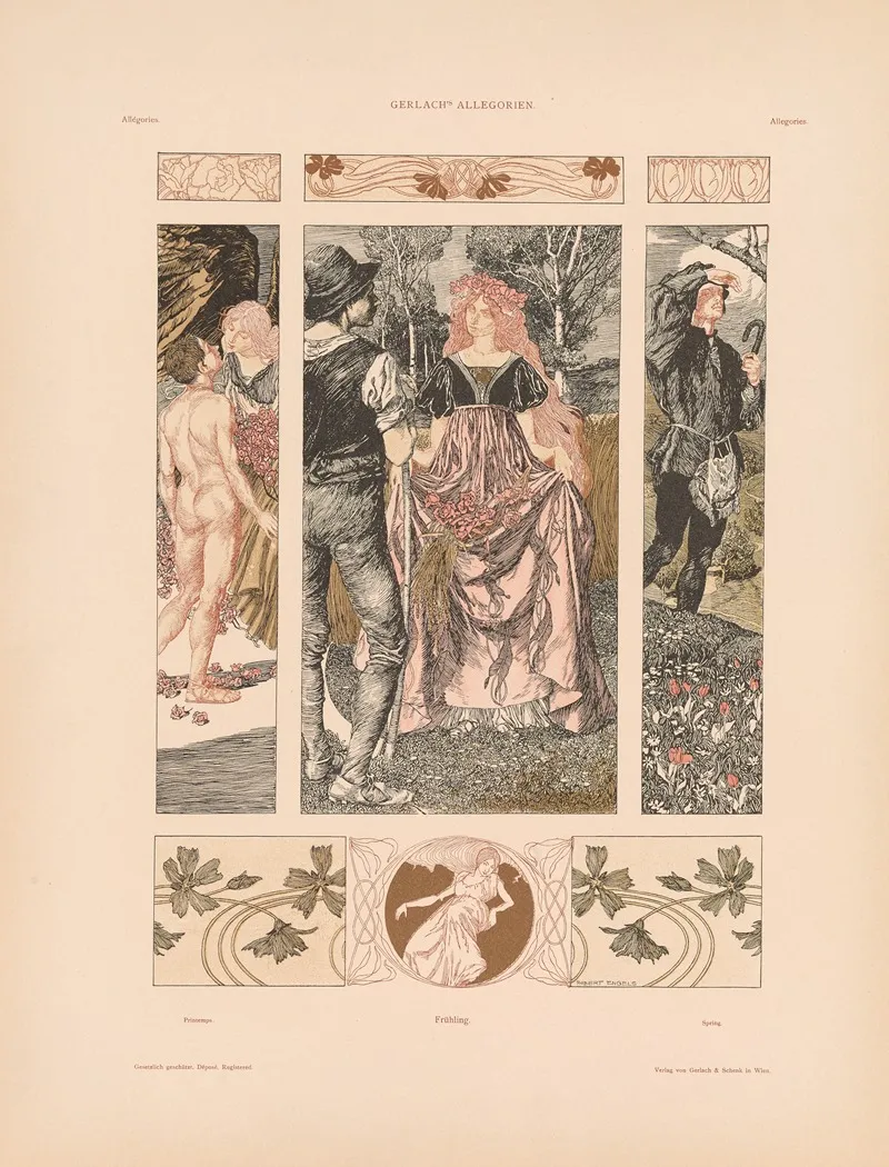 Allegorien Neue Folge Pl 056 by Martin Gerlach - Canvas Print