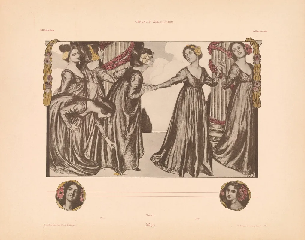 Allegorien Neue Folge Pl 091 by Martin Gerlach - Canvas Print