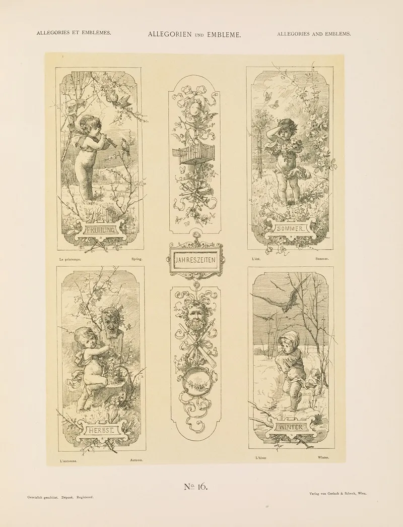 Allegorien Und Embleme Vol I Pl 017 by Albert Ilg - Canvas Print