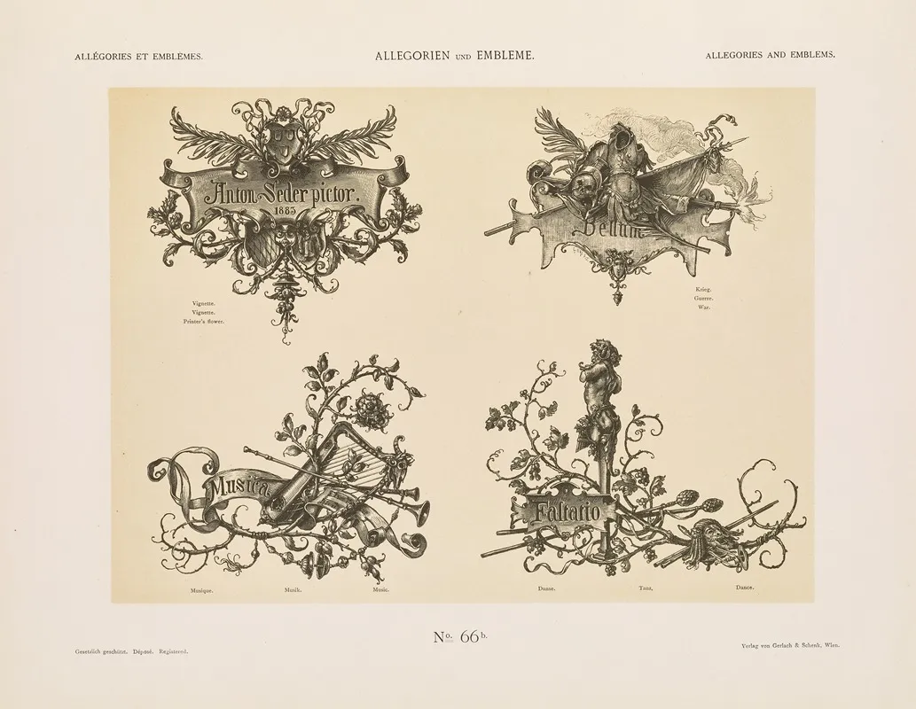 Allegorien Und Embleme Vol I Pl 076 by Albert Ilg - Canvas Print