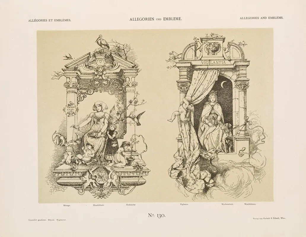 Allegorien Und Embleme Vol I Pl 154 by Albert Ilg - Canvas Print