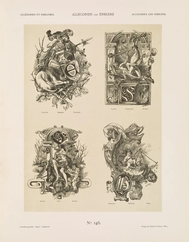 Allegorien Und Embleme Vol I Pl 171 by Albert Ilg - Canvas Print