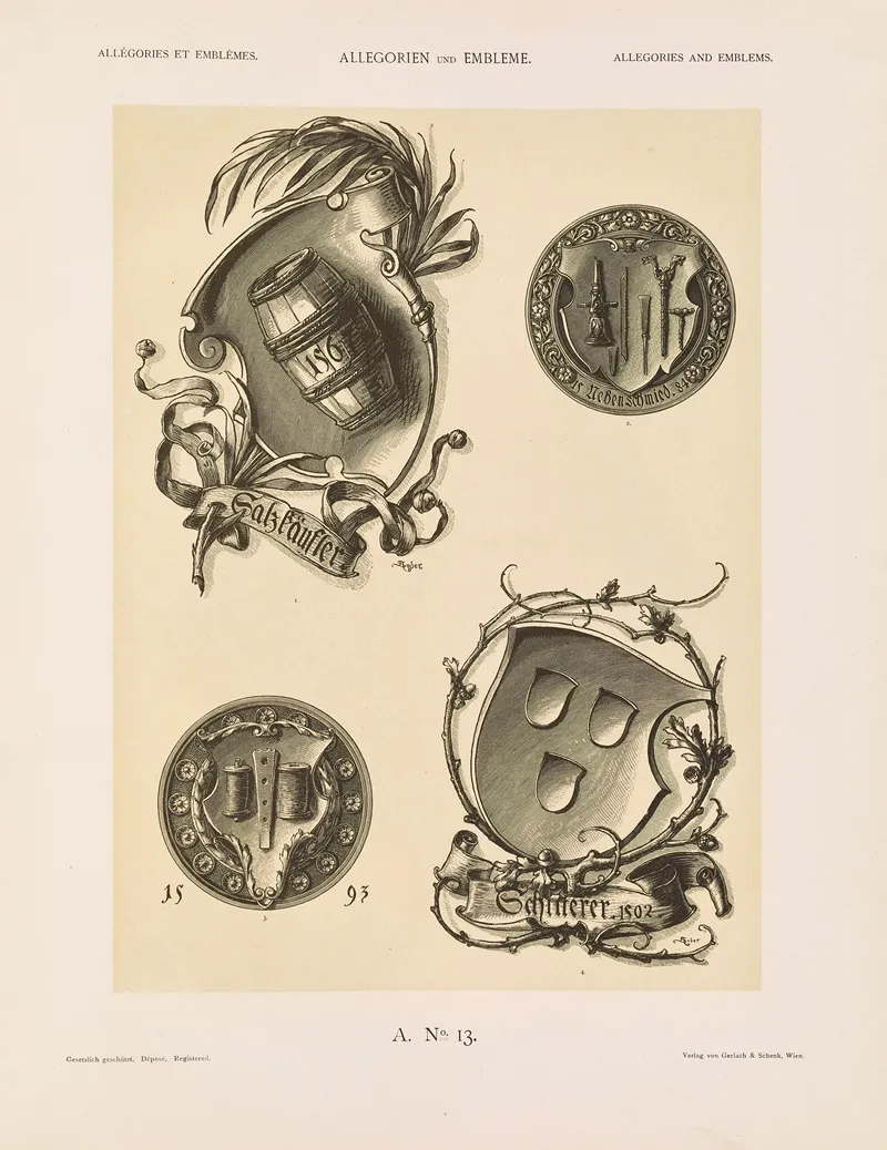 Allegorien Und Embleme Vol Ii Pl 014 by Albert Ilg - Canvas Print