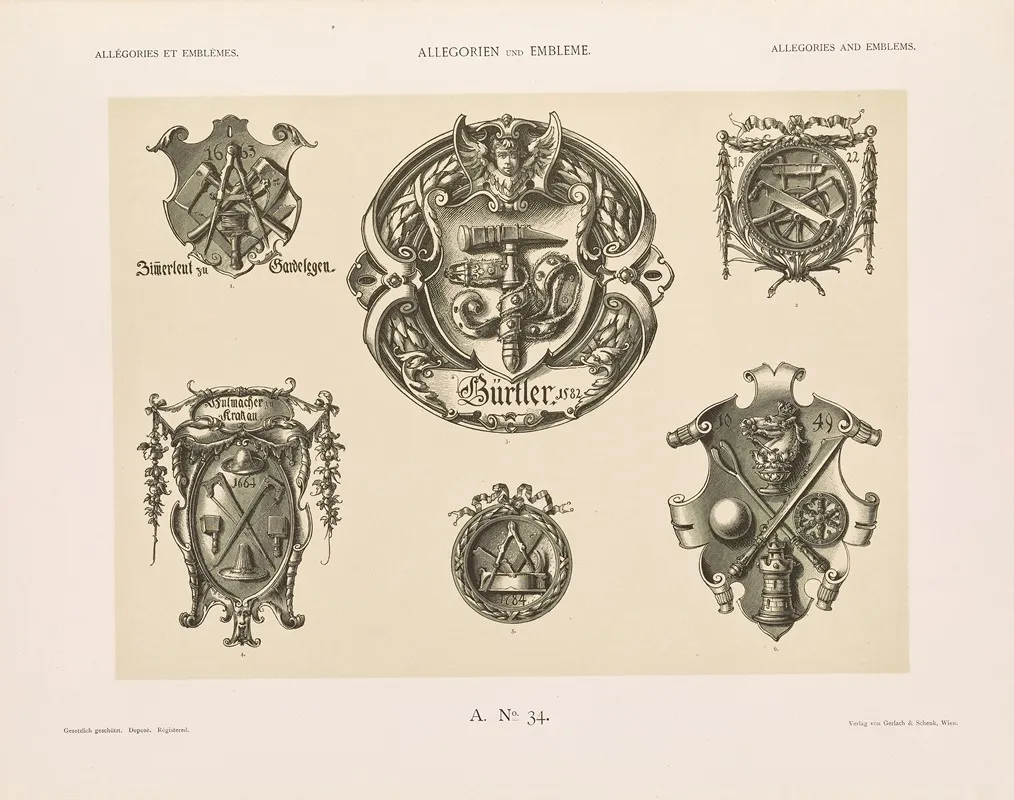 Allegorien Und Embleme Vol Ii Pl 039 by Albert Ilg - Canvas Print