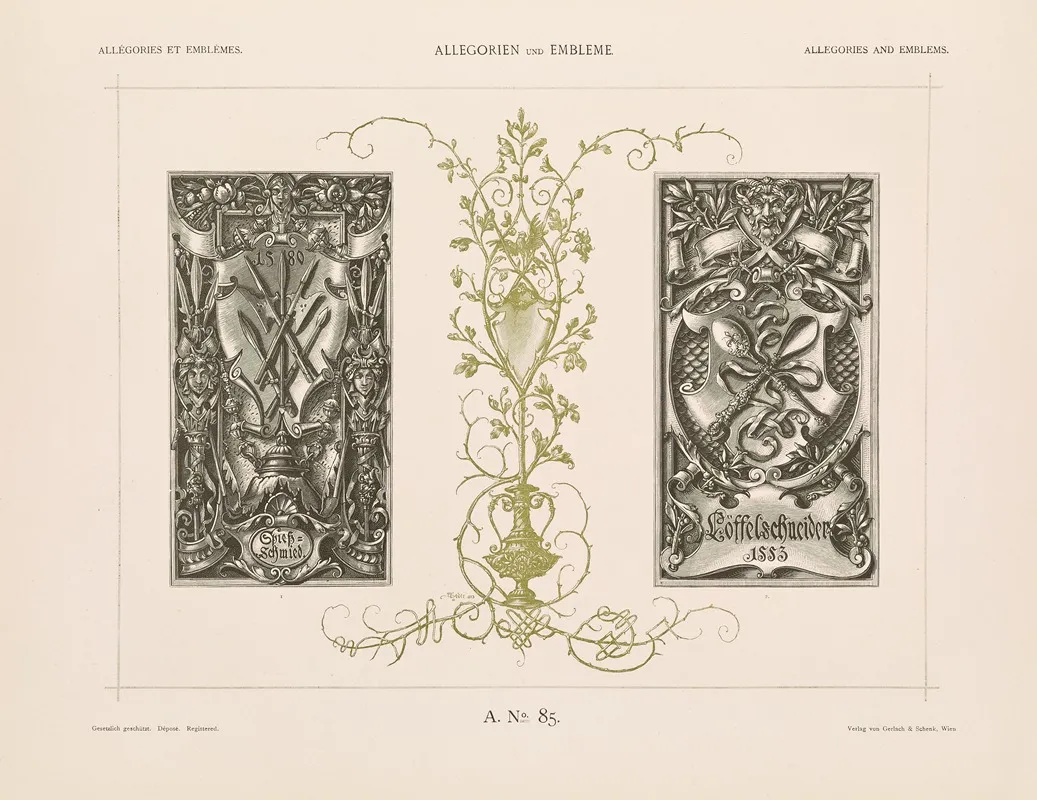Allegorien Und Embleme Vol Ii Pl 095 by Albert Ilg - Canvas Print