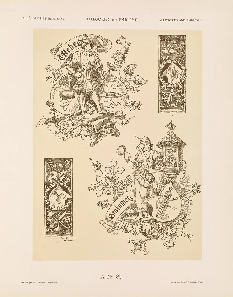 Allegorien Und Embleme Vol Ii Pl 097 by Albert Ilg - Canvas Print