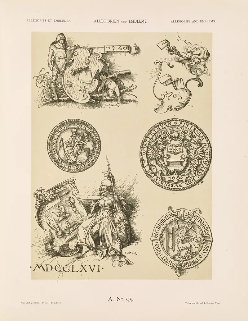 Allegorien Und Embleme Vol Ii Pl 105 by Albert Ilg - Canvas Print
