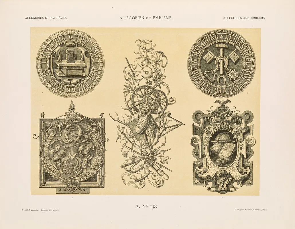 Allegorien Und Embleme Vol Ii Pl 149 by Albert Ilg - Canvas Print