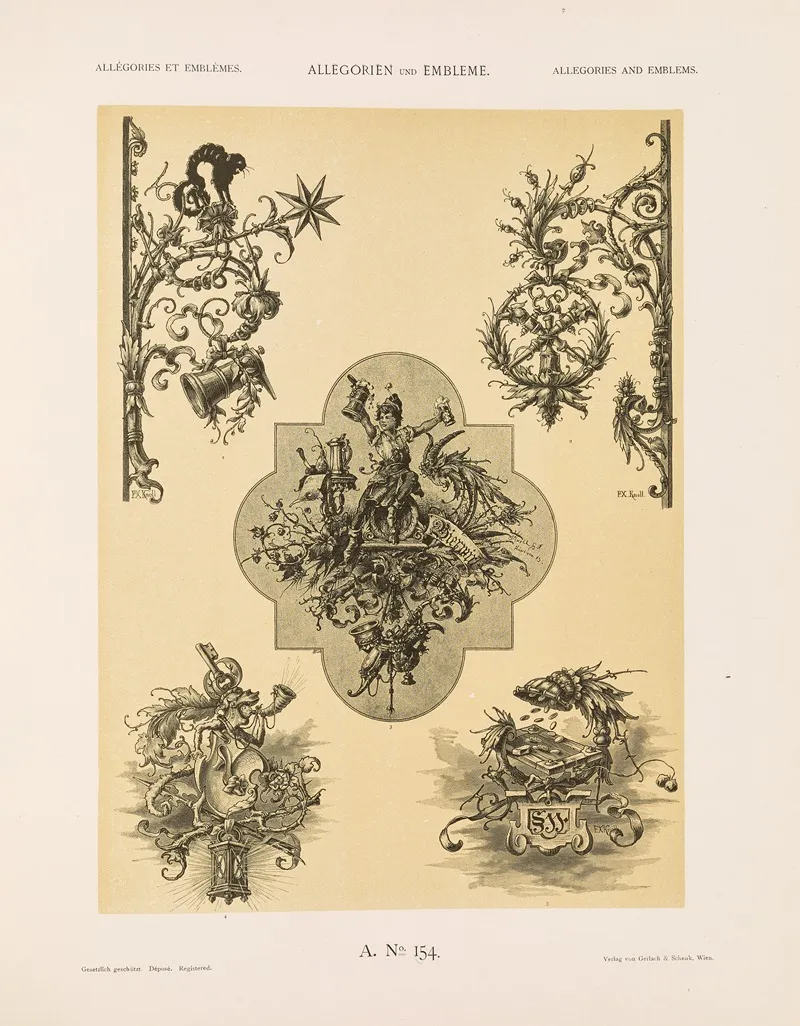 Allegorien Und Embleme Vol Ii Pl 166 by Albert Ilg - Canvas Print