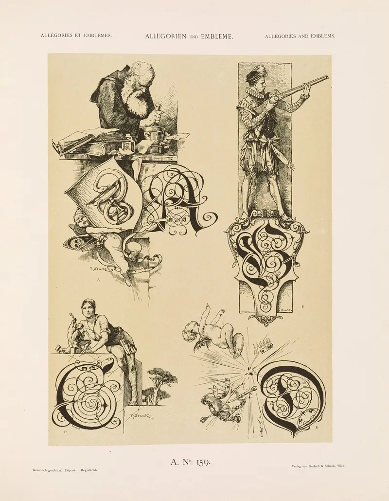 Allegorien Und Embleme Vol Ii Pl 171 by Albert Ilg - Canvas Print