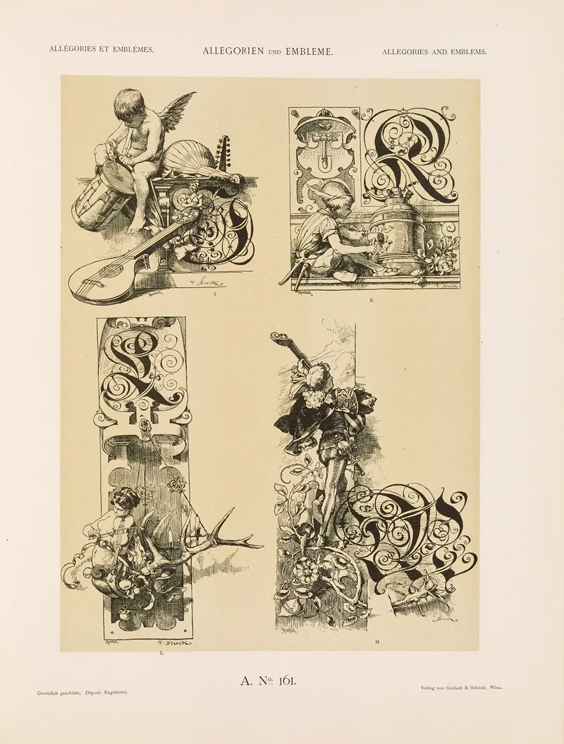 Allegorien Und Embleme Vol Ii Pl 173 by Albert Ilg - Canvas Print