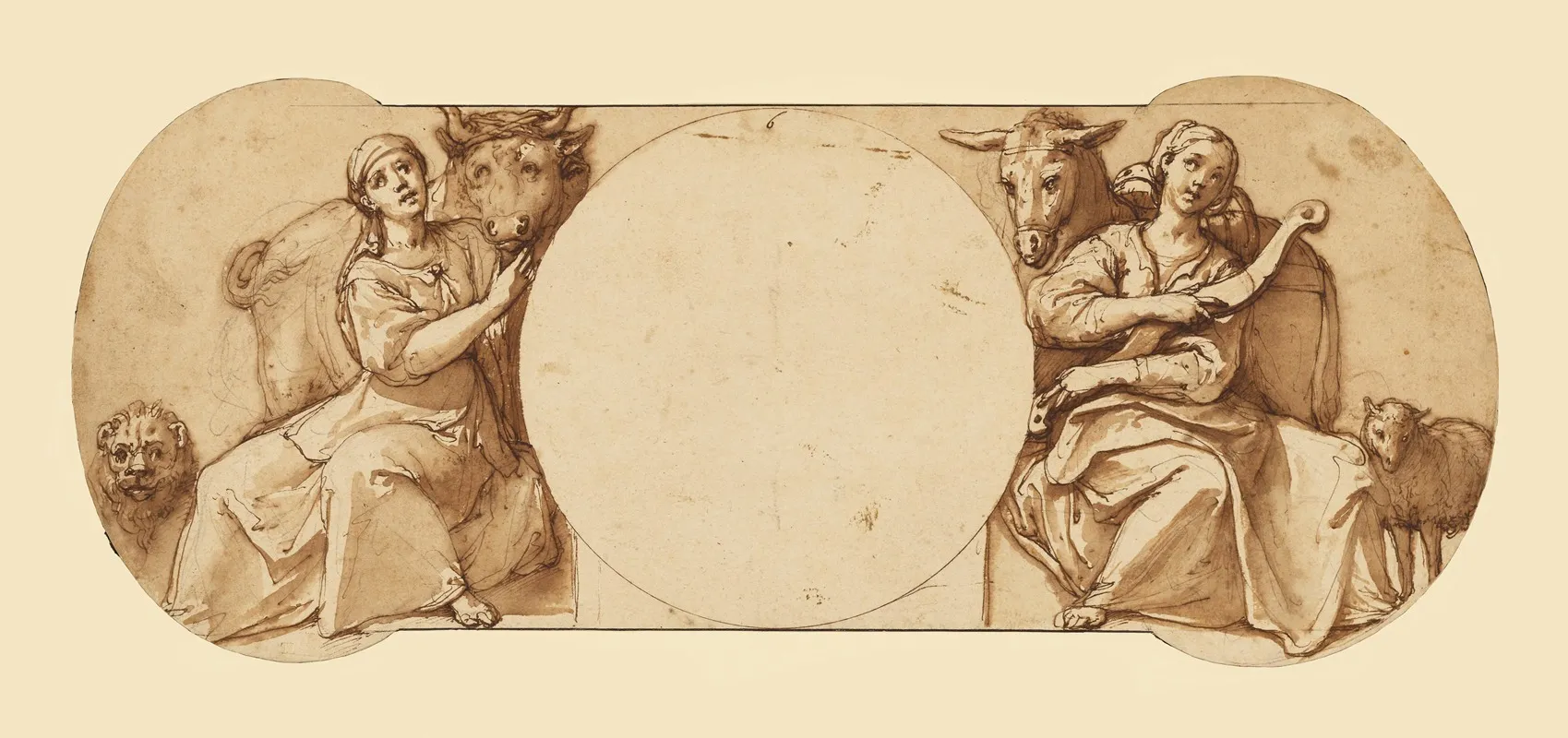 Allegories Of Fortitude And Patience by Federico Zuccaro - Canvas Print
