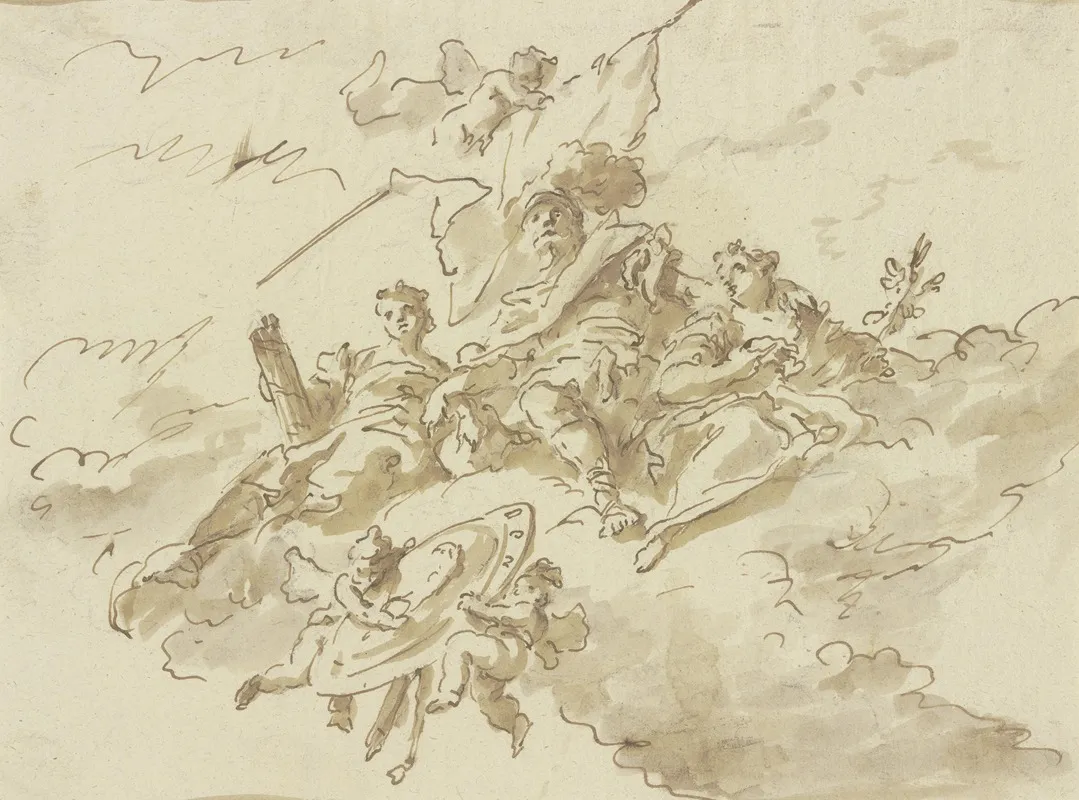 Allegorische Figurengruppe Auf Wolken