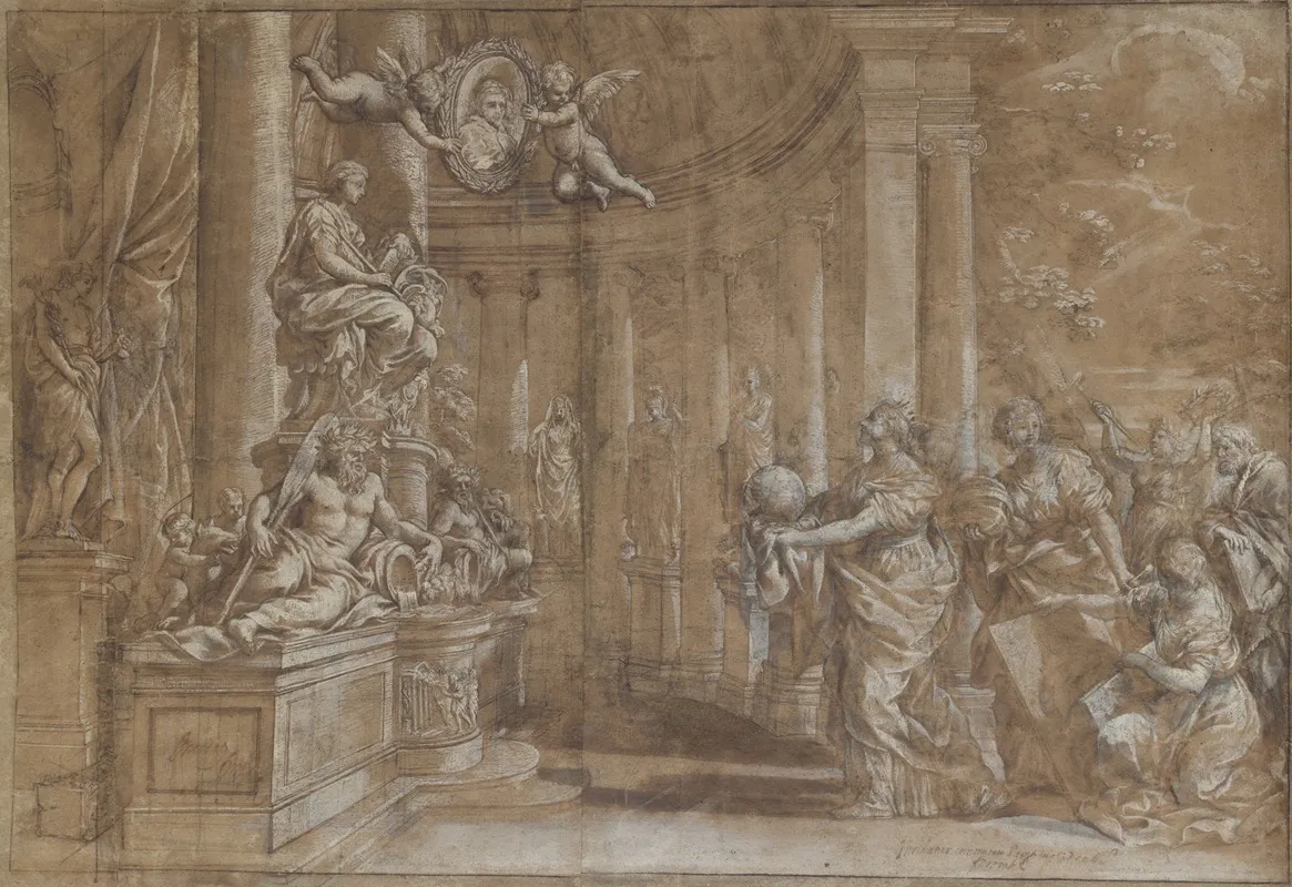 Allegory In Honor Of Cardinal Antonio Barberini The Younger 1607 1671 by Pietro da Cortona - Canvas Print
