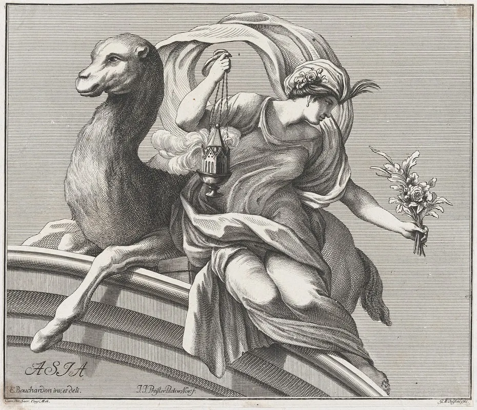 Allegory Of Asia From The Four Continents 2 by Johann Justin Preissler - Canvas Print