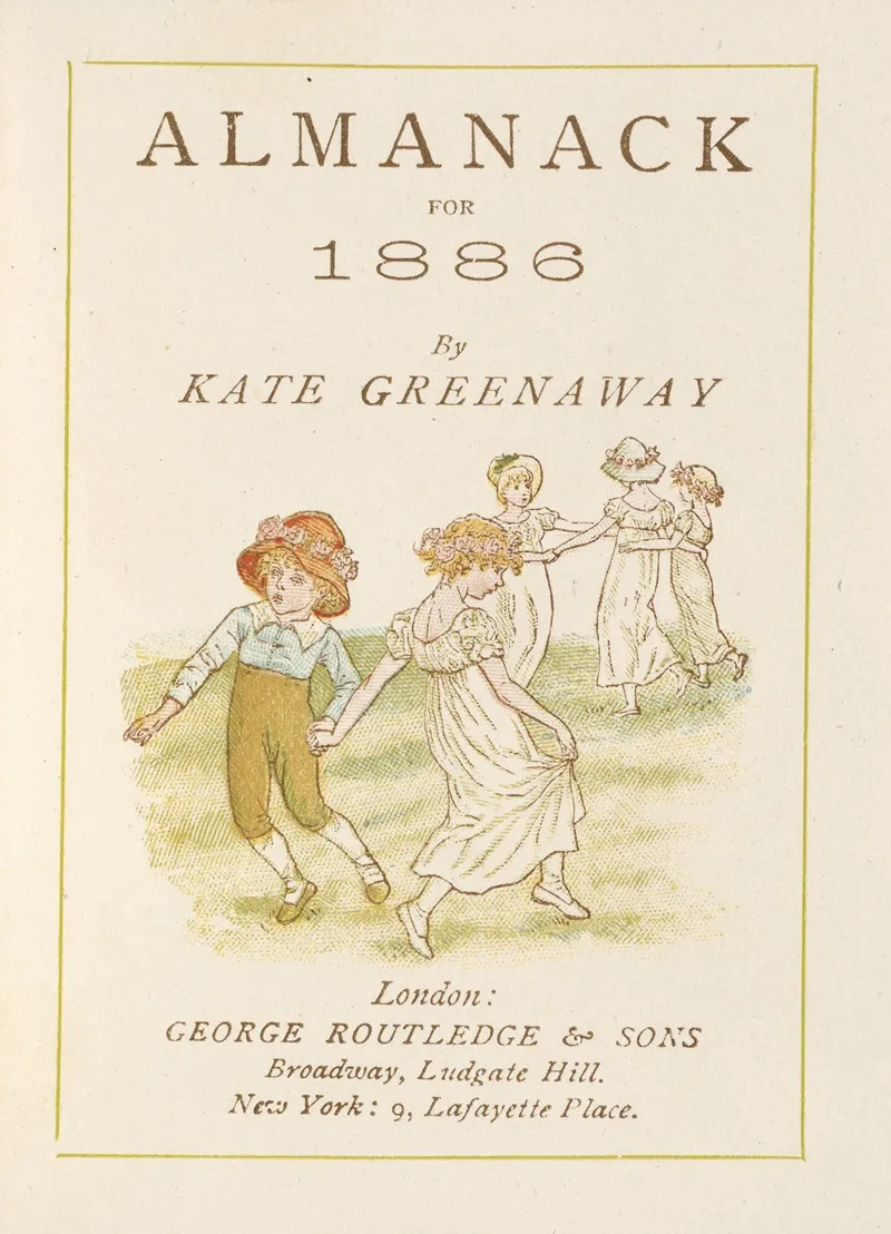 Almanack For 1886 Title by Kate Greenaway - Canvas Print