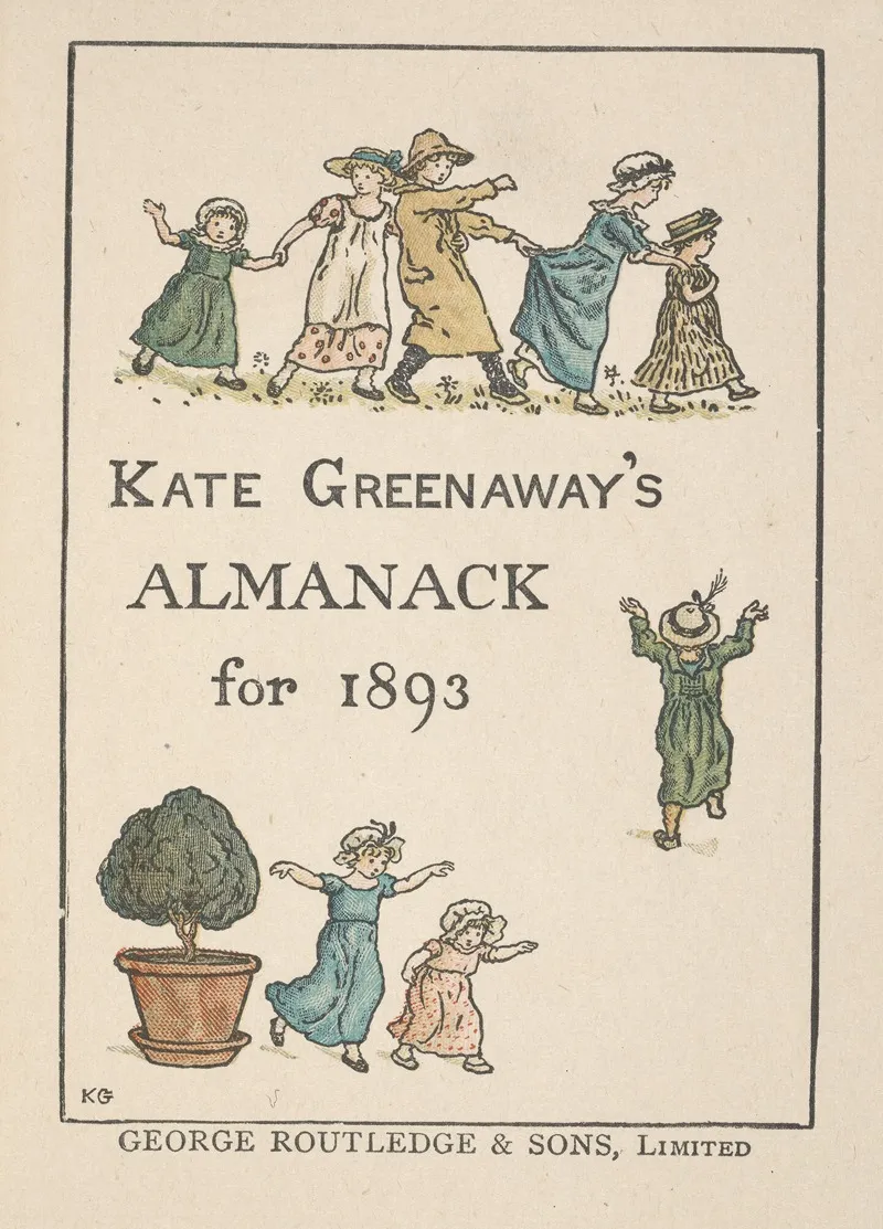Almanack For 1893 Title by Kate Greenaway - Canvas Print